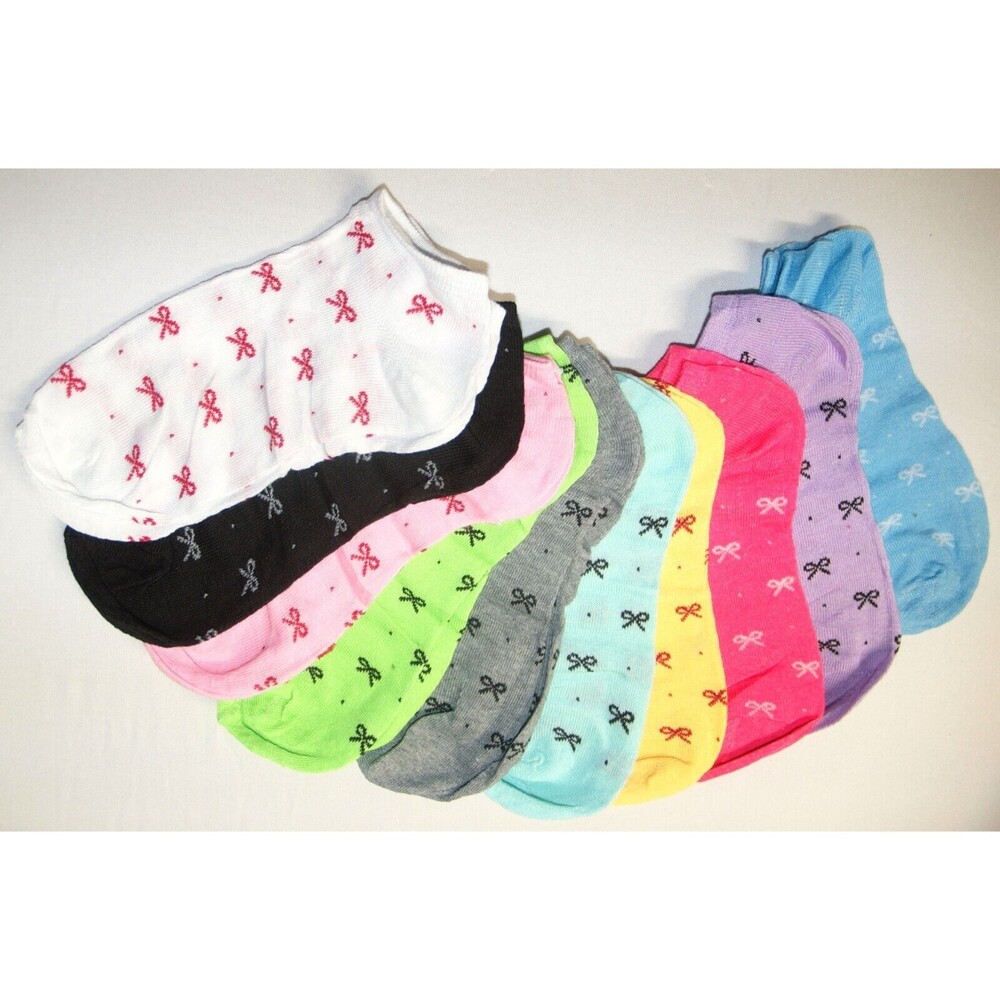 10 pairs of Ankle Socks Women's Cute Ribbon Style One Size Fits "All"/ Most NEW